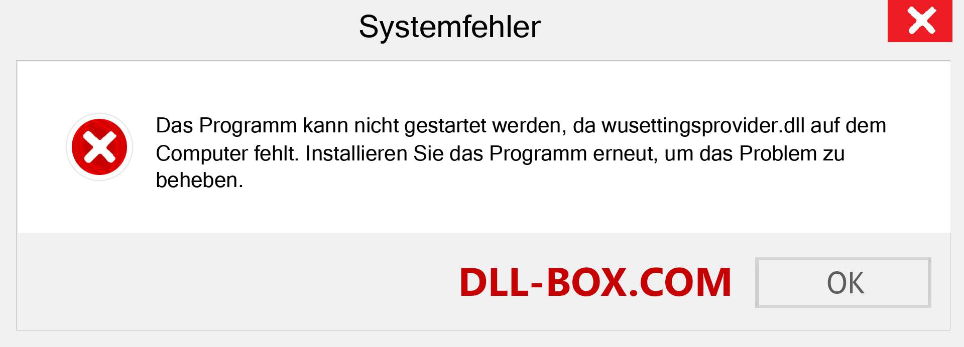 wusettingsprovider.dll-Datei fehlt?. Download für Windows 7, 8, 10 - Fix wusettingsprovider dll Missing Error unter Windows, Fotos, Bildern